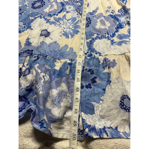 NWT London Times Blue, Ivory, White Floral Square Neck Puffer Sleeve Dress SZ 8 - Picture 4 of 10